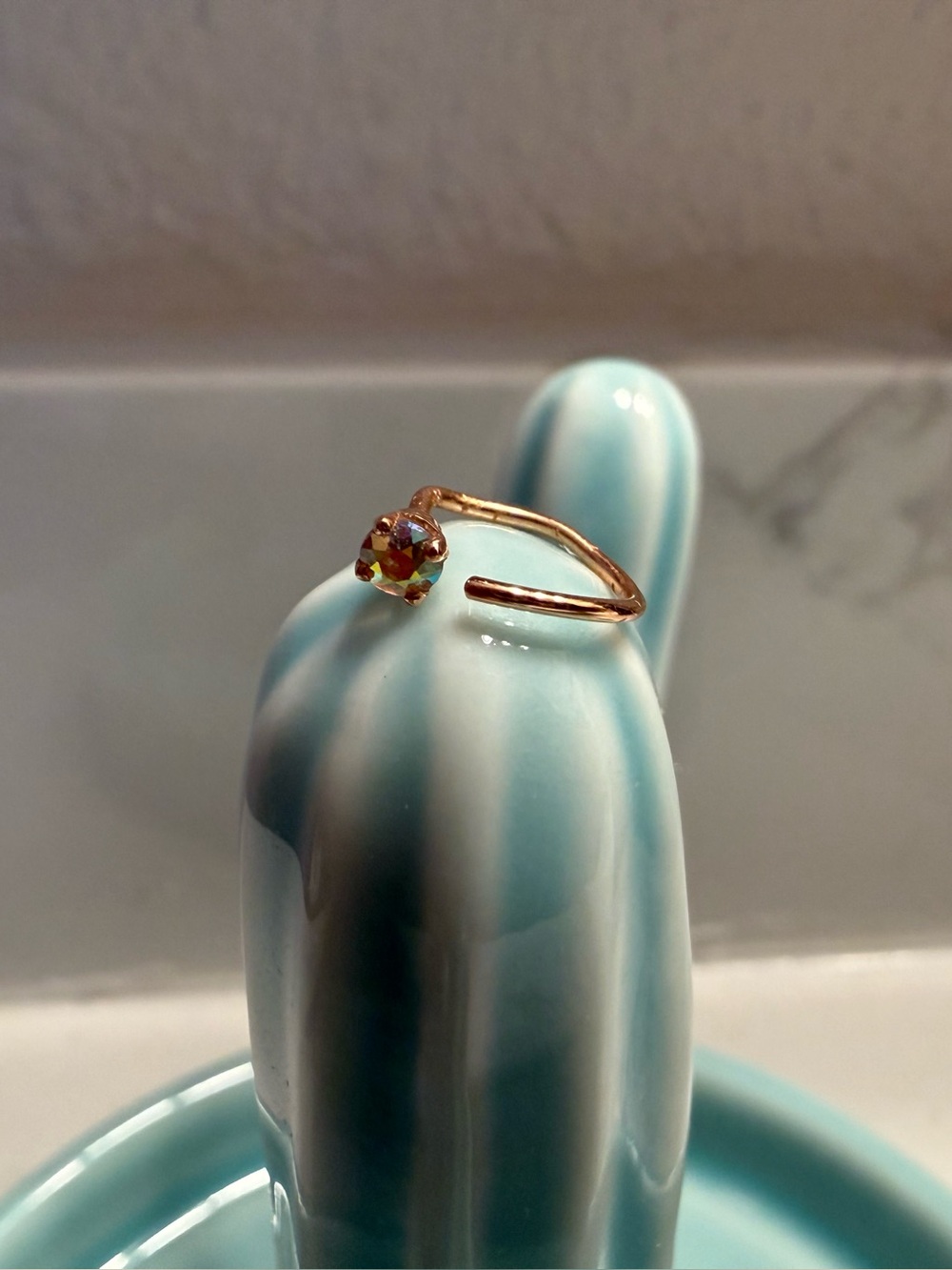 BVLA 14k Rose Gold Nostril Nail 20G 5/16in 2.5mm Topaz Mercury Mist